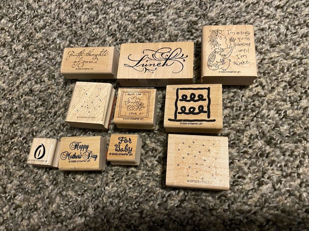 Lot of 10 Vintage Rubber Stamps - Crafting - Teacher - Scrapbooking - Fun